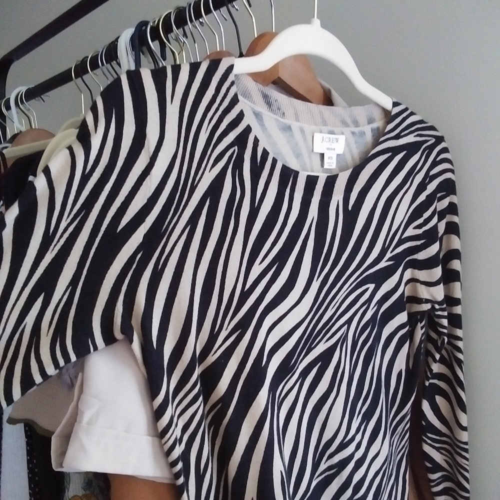 Y2K Zebra Print Teddie Sweater Top